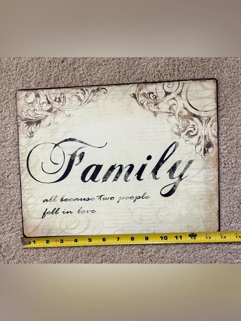 Distressed Family Script Metal Wall Art